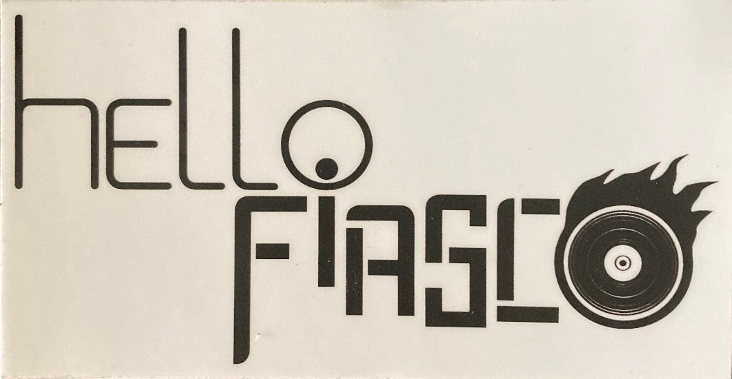 WHITE STICKER WITH BLACK BAND LOGO