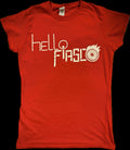 WOMEN'S FIERY RED CROP TOP T-SHIRT WITH BAND LOGO